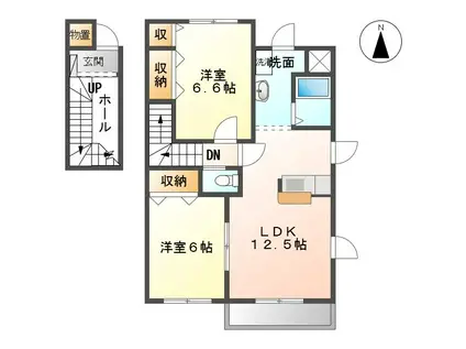 エスポワールC(2LDK/2階)の間取り写真