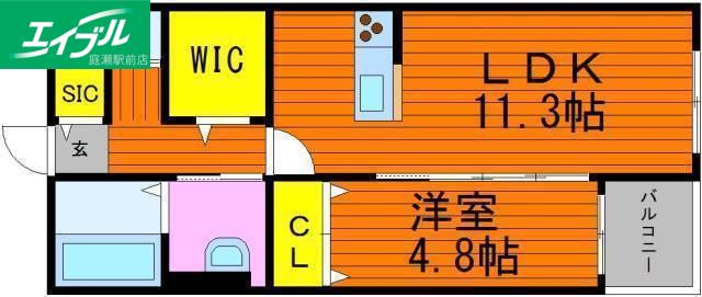 エスポワールI(1LDK/1階)の間取り写真