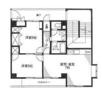 ニューハイツ本郷町(2DK/2階)の間取り写真