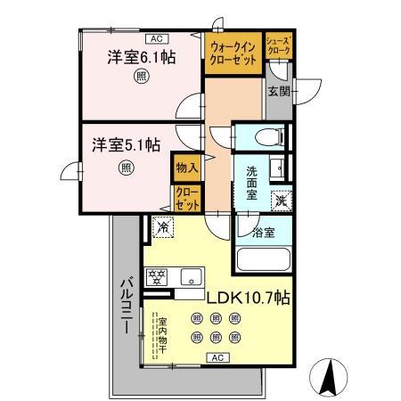 M&S RESIDENCE RIVERSIDE(2LDK/2階)の間取り写真