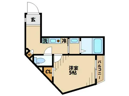 MELDIA西府町(1K/3階)の間取り写真