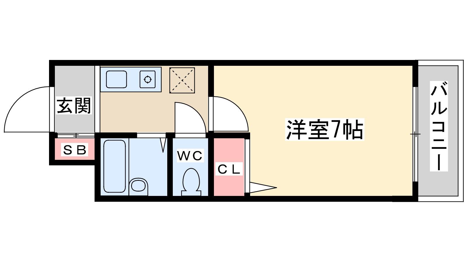 ノルデンハイム淡路(1K/2階)の間取り写真