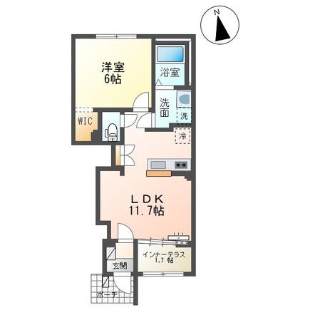 草深 アパート工事 北側(1LDK/1階)の間取り写真