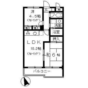 グランドール大幸II(2LDK/4階)の間取り写真