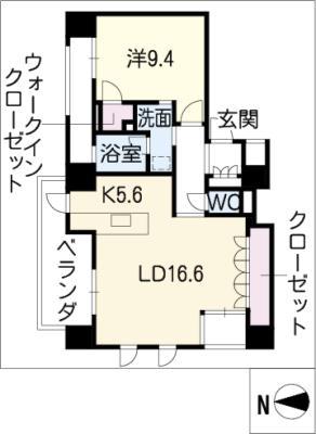 プライムメゾン御器所(1LDK/5階)の間取り写真