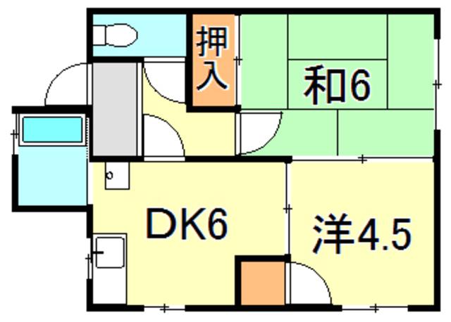 東芦屋ハイツ(2DK/1階)の間取り写真
