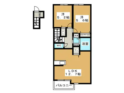 カーサ・セレッソ(2LDK/2階)の間取り写真