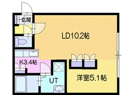 ＪＲ千歳線 恵庭駅 徒歩8分 4階建 築15年(1LDK/1階)の間取り写真