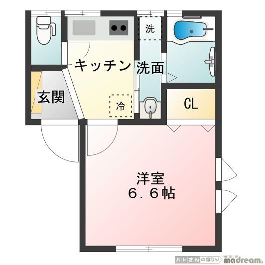 エスポワール(1K/2階)の間取り写真