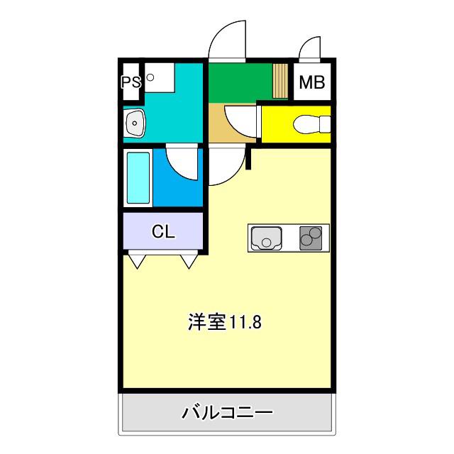 レアシス(ワンルーム/2階)の間取り写真