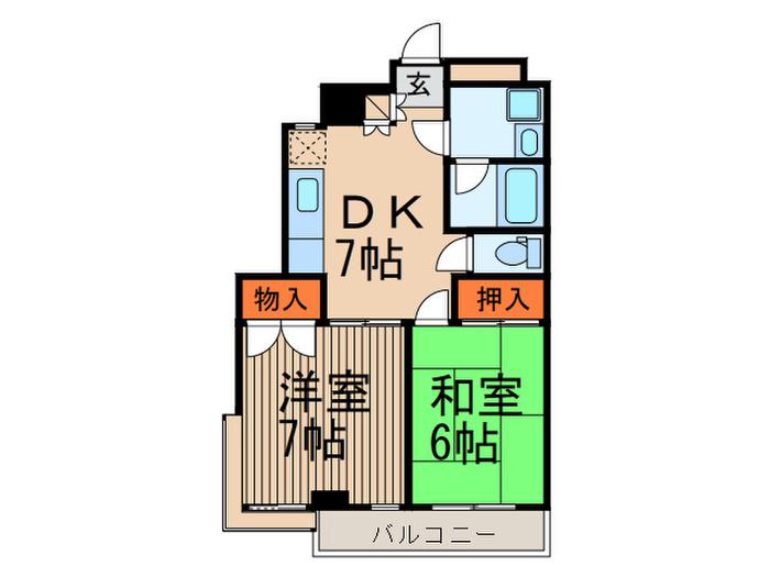 ヴェルティーレ府中(2DK/2階)の間取り写真