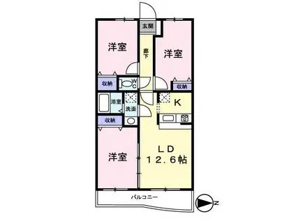 シャルム・サン ヒルズ(3LDK/3階)の間取り写真