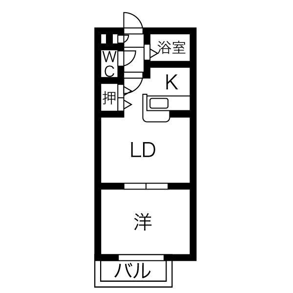 マルフジビル(1DK/3階)の間取り写真
