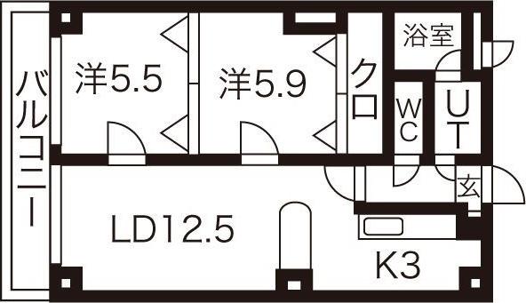 サントアリオデ平岸(2LDK/1階)の間取り写真
