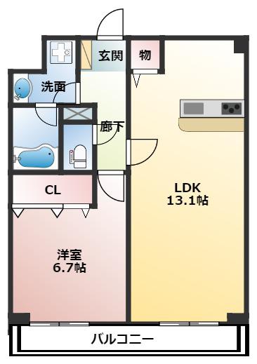 プロスペランド府中(1LDK/2階)の間取り写真