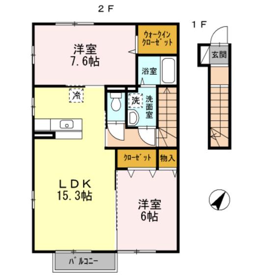 クレールコート(2LDK/2階)の間取り写真