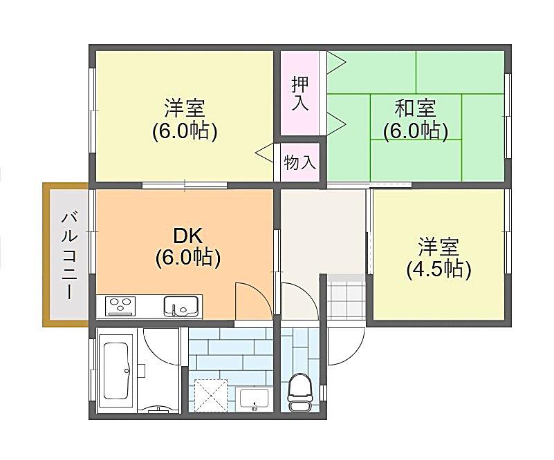 グリーンハウス C(3DK/2階)の間取り写真
