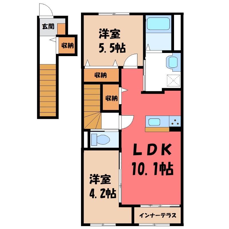 ルピナス A(2LDK/2階)の間取り写真