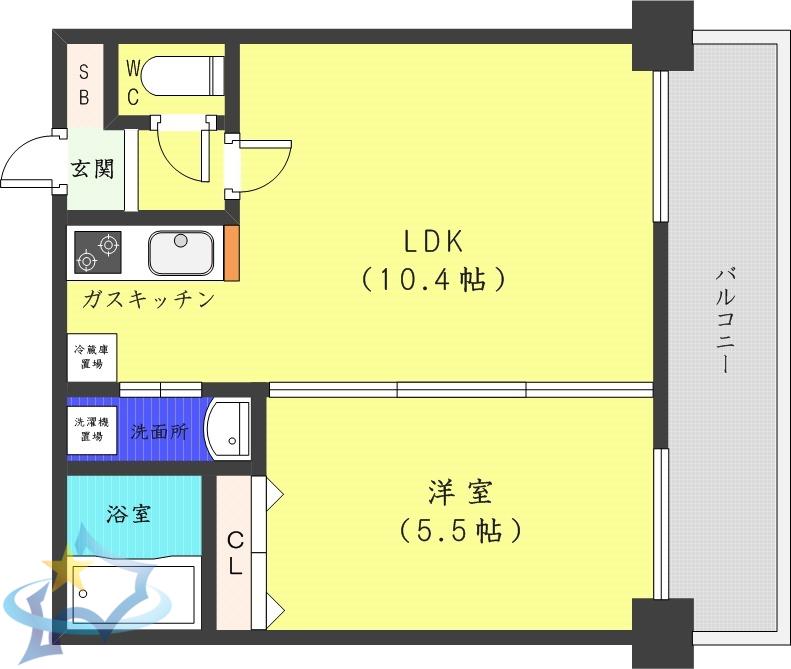 BLOCK TOWER(1LDK/7階)の間取り写真