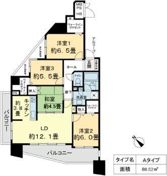 ベレーサ鶴舞公園(4LDK/7階)の間取り写真