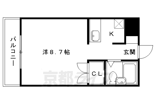 べレビューハウス北白川(1K/1階)の間取り写真