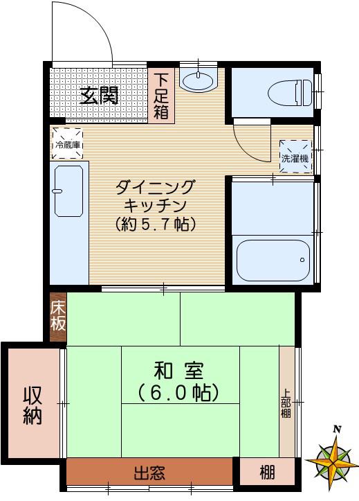 コーポ原田(1DK/2階)の間取り写真