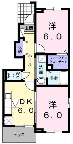 クリスタル II(2DK/1階)の間取り写真