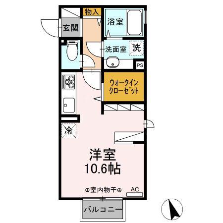 ウィステリア(ワンルーム/2階)の間取り写真