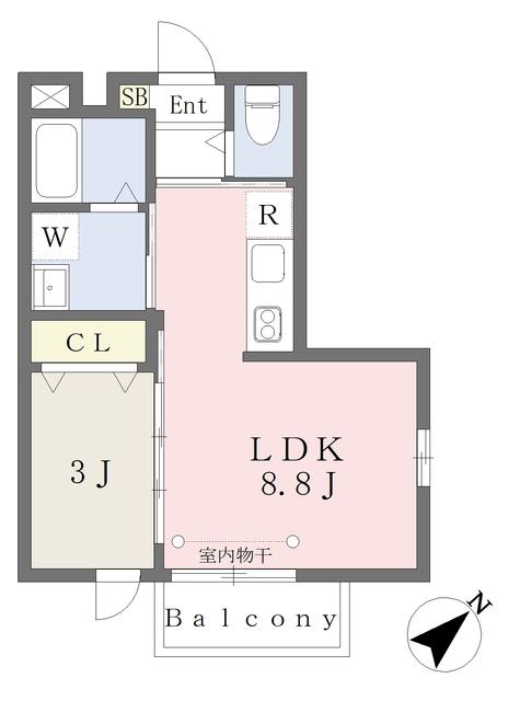 プライムテラス高砂(1LDK/3階)の間取り写真