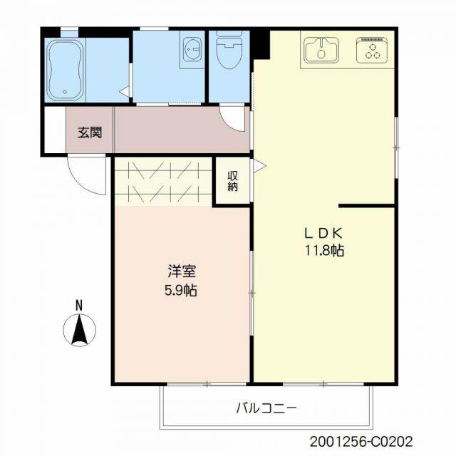 ガーデンホームズ大原  C棟(2K/2階)の間取り写真