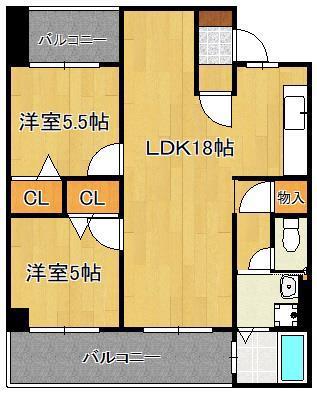 ピボットコート今池(2LDK/3階)の間取り写真