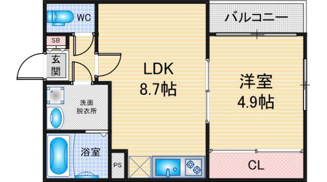 サファイア元柴田(1LDK/2階)の間取り写真