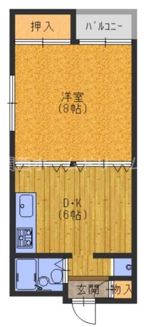 藤井マンション(1DK/2階)の間取り写真