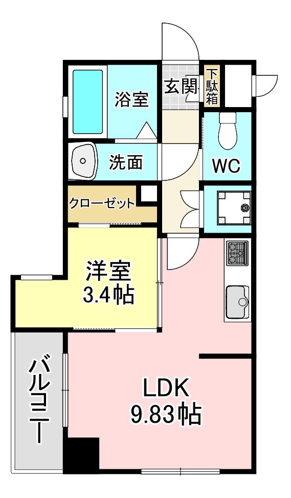 MGA黒崎W(1LDK/5階)の間取り写真