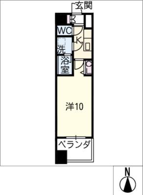 ヴィルクレア桜山(1K/7階)の間取り写真