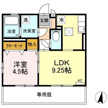 ヴィオラ楠橋(1LDK/1階)の間取り写真