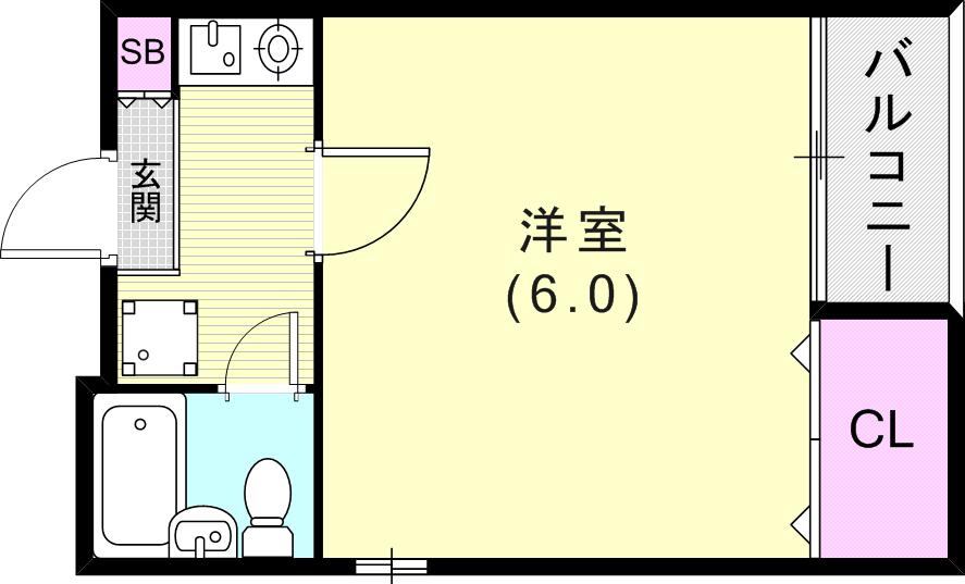 THREE FIELD和田岬(1K/3階)の間取り写真