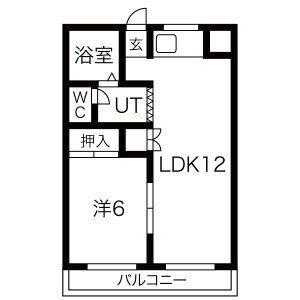 フラットイン(1LDK/4階)の間取り写真