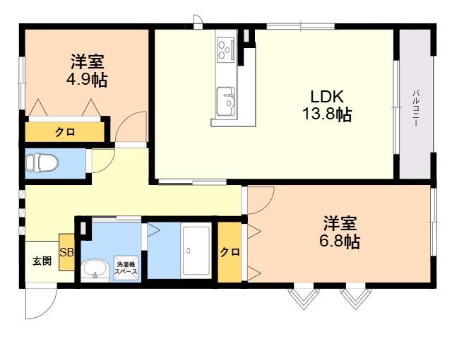 TASHIMARTERRACE(2LDK/2階)の間取り写真