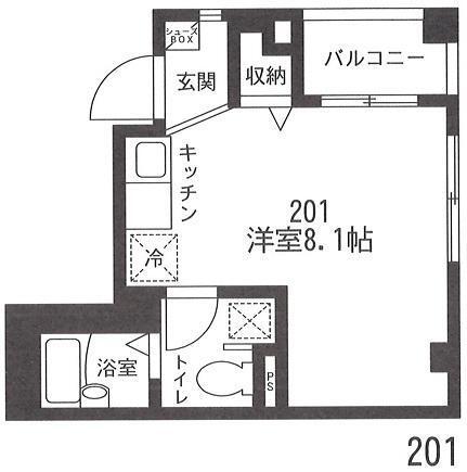 シャテロケーエス(ワンルーム/2階)の間取り写真