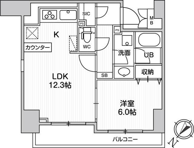 LUNIQ日本橋(1LDK/10階)の間取り写真