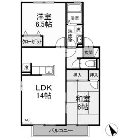 ファミーユ石田IIA棟(2LDK/2階)の間取り写真