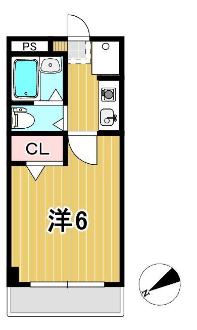 プレミアヒルズ日立(1K/2階)の間取り写真