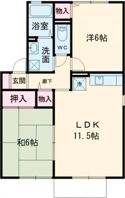 オーク東須磨(2LDK/1階)の間取り写真