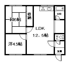 旭町ハウス(2LDK/1階)の間取り写真