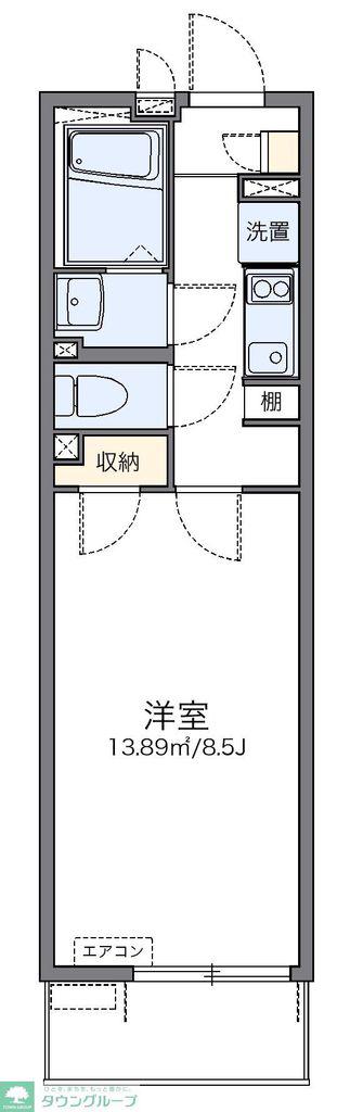 レオネクストヴィヴレ(1K/2階)の間取り写真