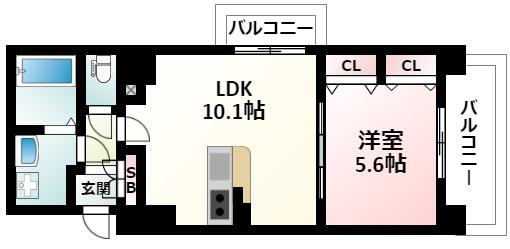 ノルデンハイム江坂II(1LDK/10階)の間取り写真