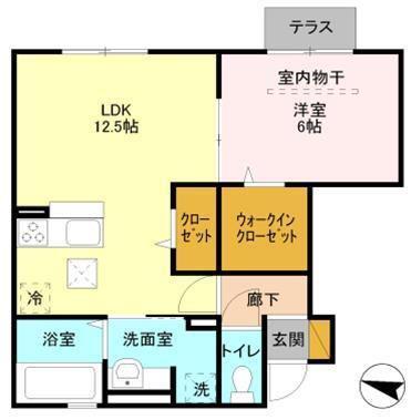 エステート5(1LDK/1階)の間取り写真