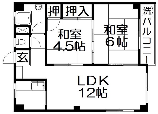 デベロップハイツ(2LDK/3階)の間取り写真