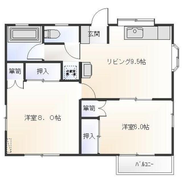サンライフ弥生台(2DK/2階)の間取り写真